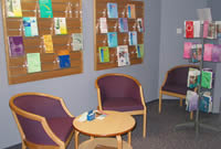 picture of tables, chairs and notice boards