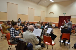 An orchestra rehearsing