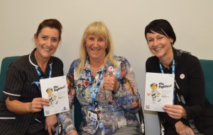 Wendy Swift, Chief Executive (Interim) of the Trust with Kerrie Chesters, Occupational Health Sister for Blackpool Teaching Hospitals and Caroline Spence, Clinical Admin Assistant 