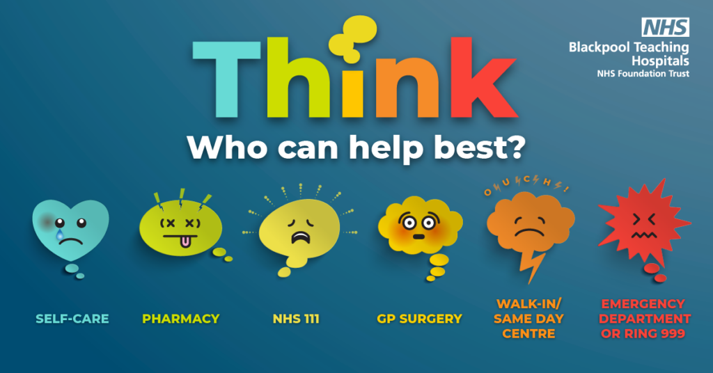 Think - who can help best? Icons representing different health care options