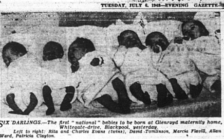 Newspaper photo of 1948 NHS babies