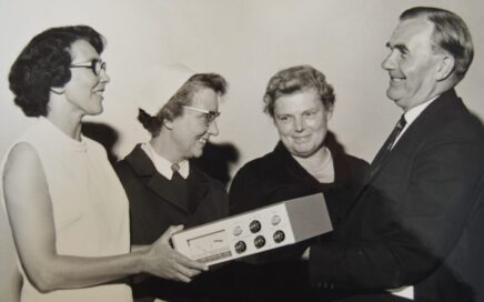 presentation of a baby monitor to the hospital in 1969