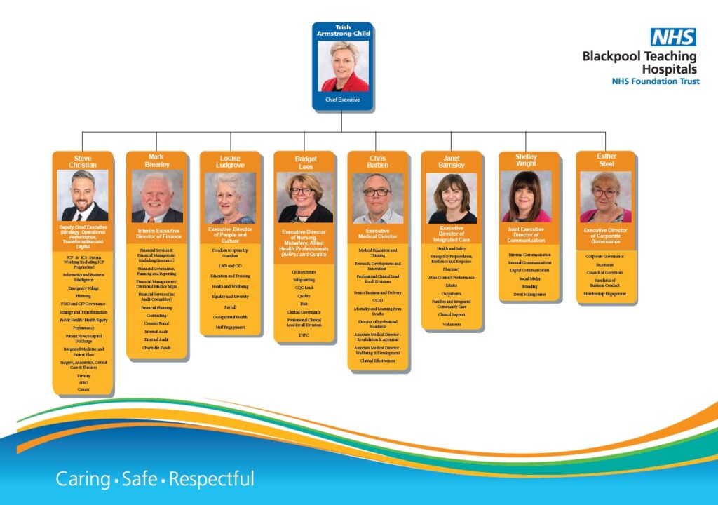 A diagram of the Trust's Executive Directors and their portfolios